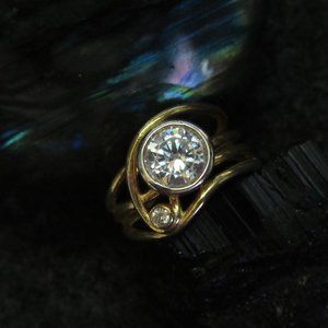 GORGEOUS Ring | 90's Fine Fashion | Vintage | Sterling & 18k Gold Plated | CZ